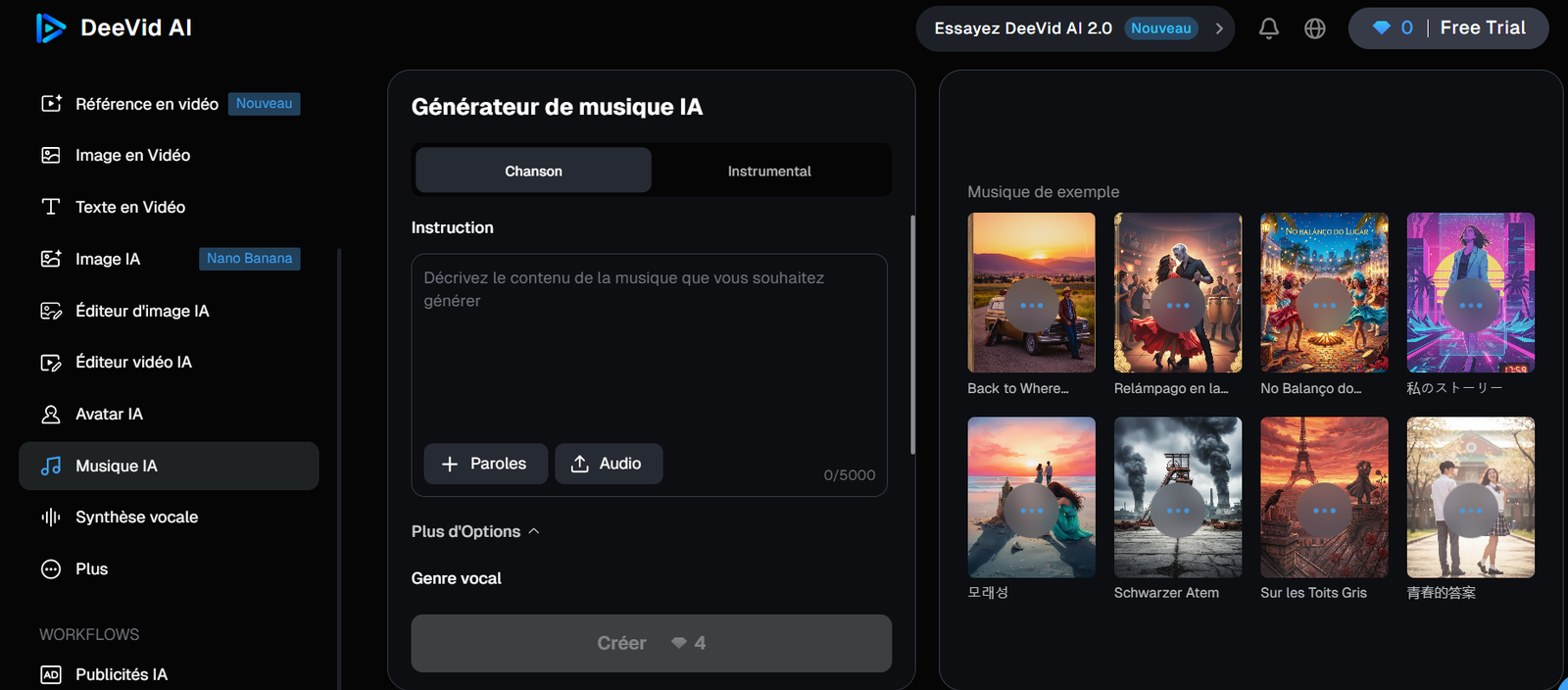 Deevid AI music generator